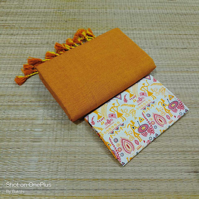 NAMITASAREES Solid/Plain Handloom Pure Cotton Saree(Yellow)