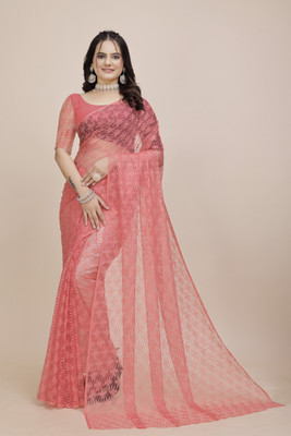 Manthan Creation Floral Print Bollywood Art Silk Saree(Pink)
