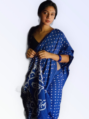 baratheon Self Design Bollywood Cotton Blend Saree(Blue)