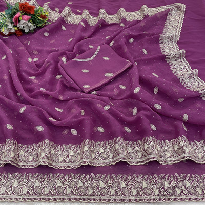 SHUBHDRASHTI NX Embroidered Bollywood Organza Saree(Purple)