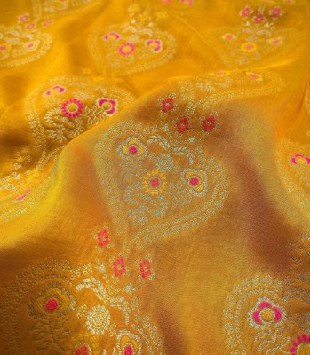 LADY SHOPI Embellished Banarasi Art Silk Saree(Yellow)