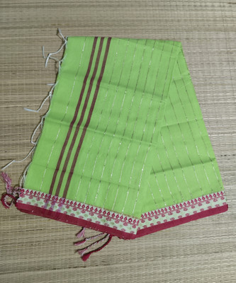 SANVISAREE Self Design Tant Cotton Blend Saree(Light Green)