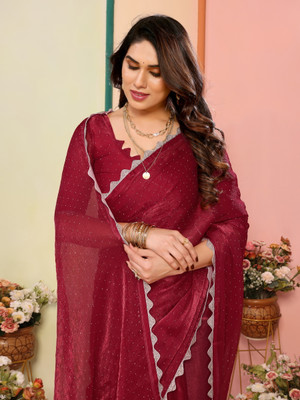 TTH Self Design Bollywood Pure Silk Saree(Maroon)