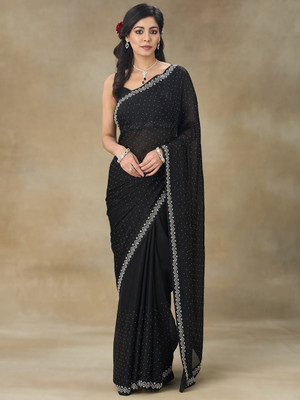 Divastri Embellished Bollywood Chiffon Saree(Black)