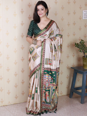 Nayanthara Trends Digital Print Daily Wear Tussar Silk Saree(Multicolor)