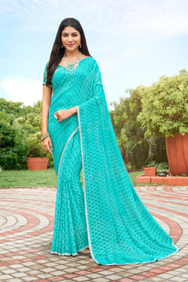 Laxmipati sarees Printed Bollywood Brasso Saree(Blue)