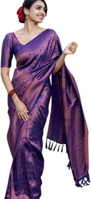 JATADHAR FAB Self Design Kanjivaram Jacquard Saree(Purple)