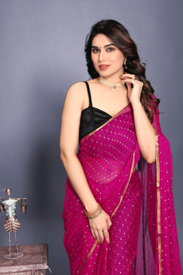REDFISH Printed Daily Wear Chiffon Saree(Pink)