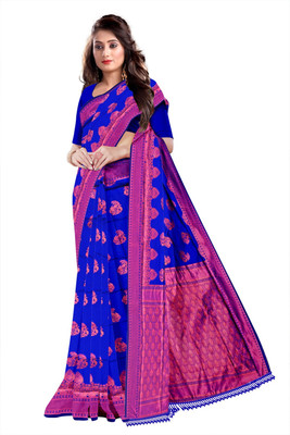 nirmal creation Woven Banarasi Silk Blend Saree(Multicolor)