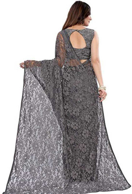 NEXA Self Design Bollywood Net Saree(Grey)