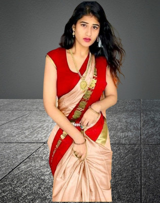 Mortal Textile Printed Assam Silk Cotton Silk Saree(Black)