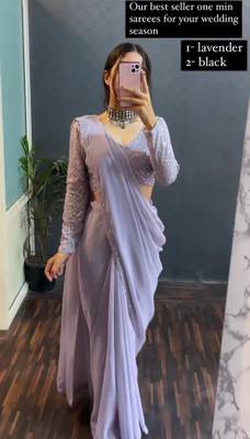 AVIRAT DESIGNER STUDIO Solid/Plain Bollywood Chiffon Saree