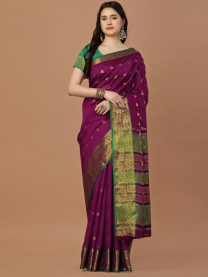 Bhartiya Printed Bollywood Silk Blend Saree(Pink, Green, Gold)