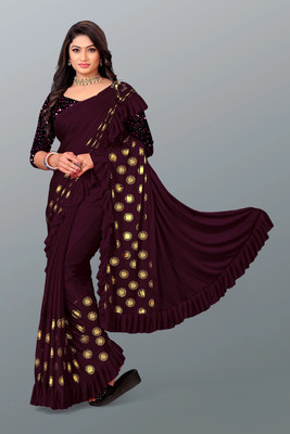 heerva Embellished Bollywood Lycra Blend Saree(Brown)