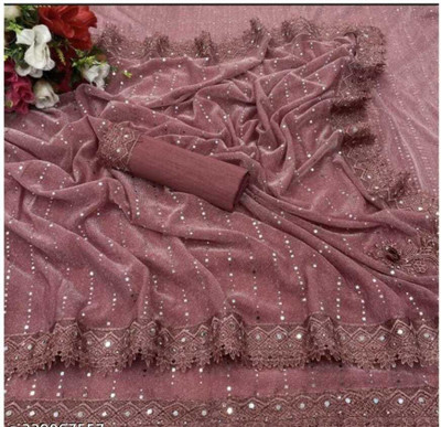 Radhe Krishna Fashion Applique Bollywood Lycra Blend Saree(Magenta)