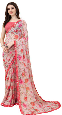 Vedant Vastram Floral Print Bollywood Georgette Saree(Pink)