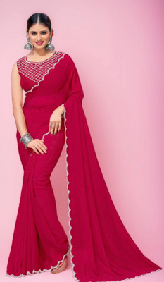 MAMTAIMPEX Embroidered Bollywood Georgette Saree(Pink)