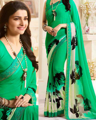peer store Printed Daily Wear Georgette, Chiffon Saree(Green)