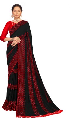 Harsiddhi fashion Embroidered, Self Design, Floral Print, Printed Daily Wear Chiffon, Georgette Saree(Red)