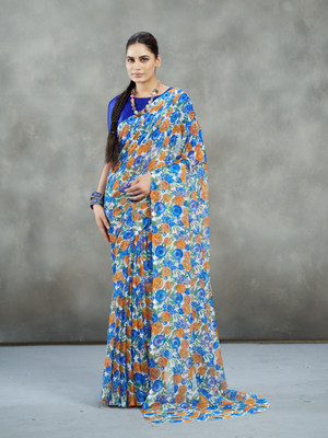 GARDEN VARELI Printed Bollywood Chiffon Saree(Multicolor)