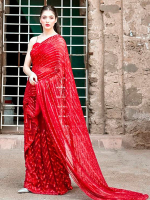 ANOUK Embellished Bollywood Georgette Saree(Red)