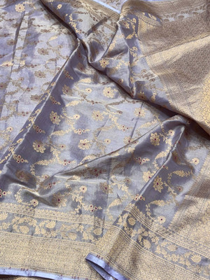 MJA Woven Banarasi Pure Silk, Tissue Saree(Purple)