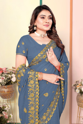 Radheradhey Embroidered Bollywood Georgette Saree(Grey)