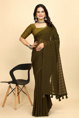 SAADHYA CREATION Embroidered Bollywood Chiffon Saree(Light Green)