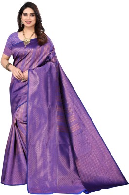 Varanga Self Design Banarasi Art Silk Saree(Purple)