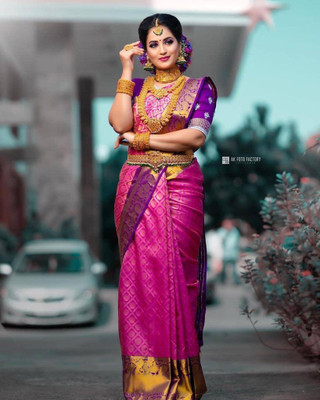 Muskan Collection Self Design Kanjivaram Art Silk Saree(Multicolor)