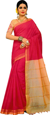 Kirsnavika Embroidered, Solid/Plain, Woven Daily Wear Cotton Silk, Cotton Blend Saree(Magenta)
