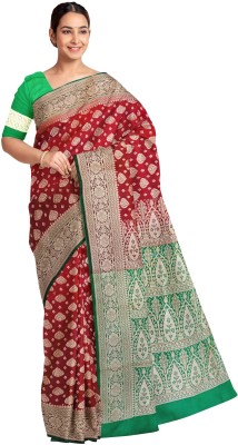 ZainR Woven Banarasi Satin, Silk Blend Saree(Maroon)