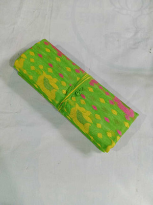 Soma Tant saree Mahal Self Design, Woven, Geometric Print Handloom Cotton Silk Saree(Light Green)