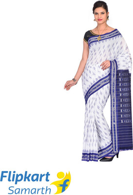 handloom paridhaan Printed Bollywood Pure Cotton Saree(White)