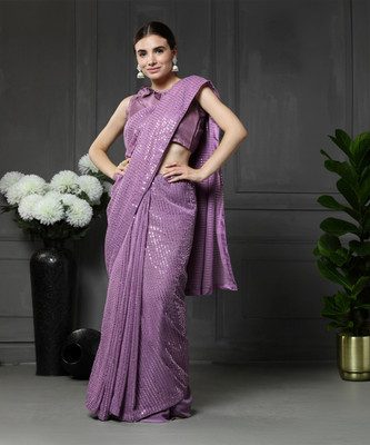Bluebirdimpex Embellished Bollywood Georgette Saree(Purple)