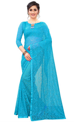 LOROFY Self Design Bollywood Net Saree(Multicolor)