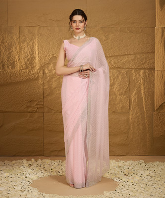 Sareemall Embellished Bollywood Chiffon Saree(Pink)