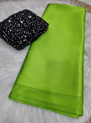 Arpita Fashion Solid/Plain Bollywood Satin Saree(Light Green)