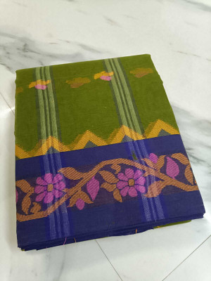 Kanokanjoli Woven Jamdani Handloom Cotton Blend Saree(Multicolor)