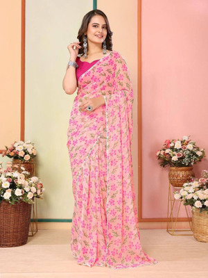 Muskan Collection Self Design Kanjivaram Georgette Saree(Pink)