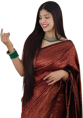 ASHTARANI Woven Bandhani Art Silk Saree(Maroon)