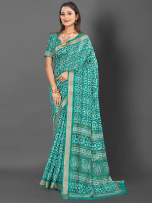 Tasrika Printed Bollywood Silk Blend Saree(Blue)