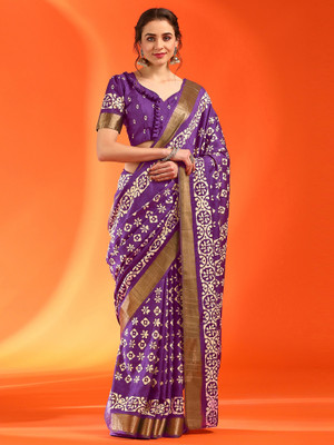 Sareemall Printed Madurai Silk Blend Saree(Blue)