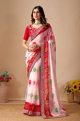 Heny Enterprise Embroidered Bollywood Georgette Saree(Multicolor)