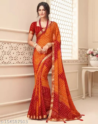Spacekart Printed Bollywood Chiffon Saree(Multicolor)