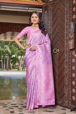 MANJULA SAREE Woven Banarasi Cotton Silk Saree(Purple)