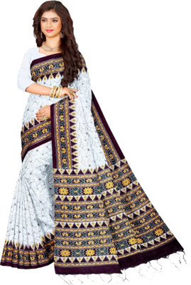 Bhadra Shopping Store Printed Sambalpuri Viscose Rayon Saree(Yellow)