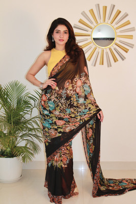 Sitanjali Printed Bollywood Georgette Saree(Yellow)