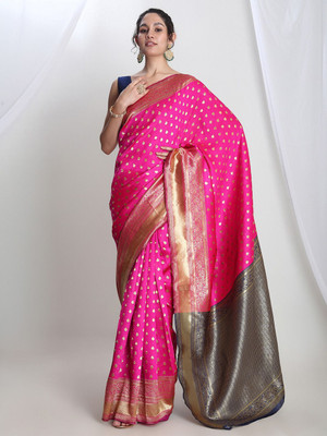 Janasya Self Design Banarasi Silk Blend Saree(Pink)