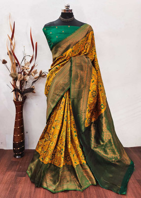Gajal Self Design Kanjivaram Art Silk, Pure Silk Saree(Yellow)